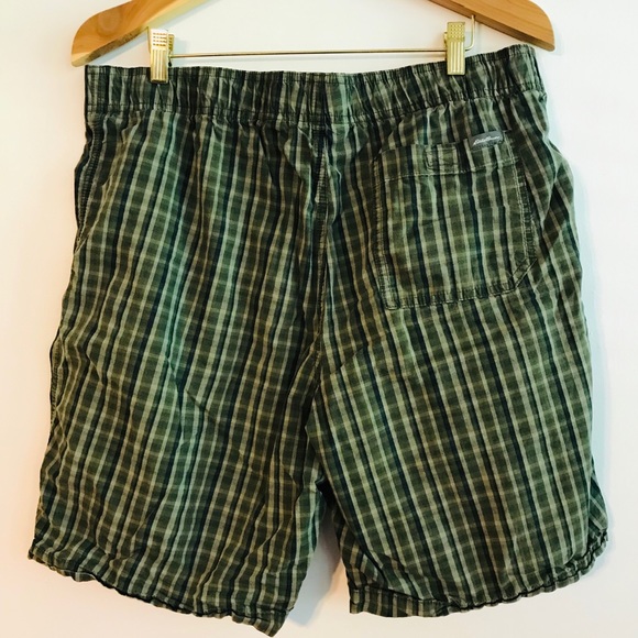 Eddie Bauer Mens Large Plaid Green Shorts - Picture 5 of 5